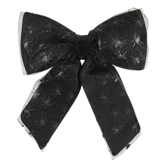 15" Black Spider Puffy Bow by Celebrate It®